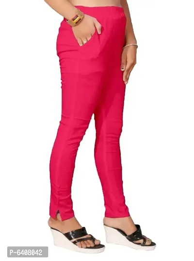 Stylish Cotton Slub Rani Pink Solid Ethnic Pant For Women