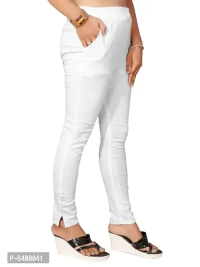Stylish Cotton Slub White Solid Ethnic Pant For Women-thumb0