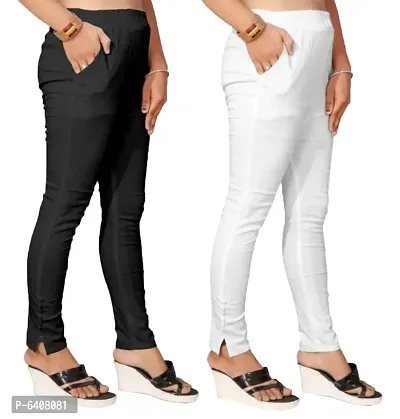 Stylish Cotton Slub Multi Solid Ethnic Pant For Women-Pack Of 2-thumb0