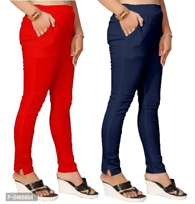 Stylish Cotton Slub Multi Solid Ethnic Pant For Women-Pack Of 2