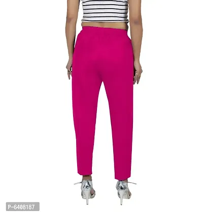 Stylish Tencel Rani Pink Solid Ethnic Pant For Women-thumb3