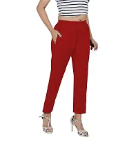 Stylish Tencel Red Solid Ethnic Pant For Women-thumb2