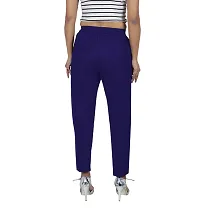 Stylish Tencel Navy Blue Solid Ethnic Pant For Women-thumb1