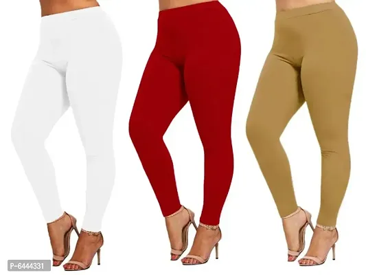 Women Cotton Solid Leggings Pack of 3