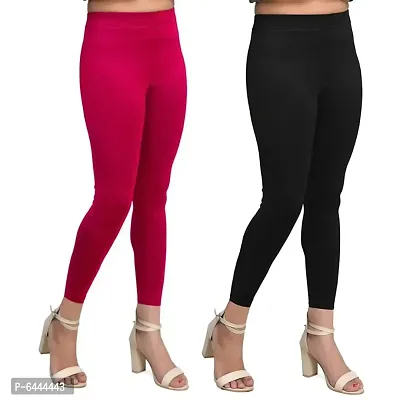 Women Solid Cotton leggings Pack of 3