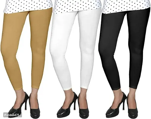 Women Cotton Solid Leggings Pack of 3