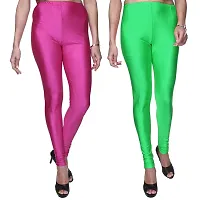 Stylish Satin Lycra Solid Leggings For Women- Pack Of 2-thumb1