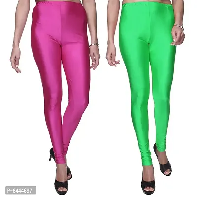 Stylish Satin Lycra Solid Leggings For Women- Pack Of 2-thumb2