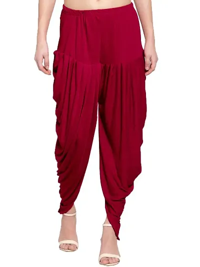 Stylish Rayon Solid Dhoti Style Patiala Shalwar For Women