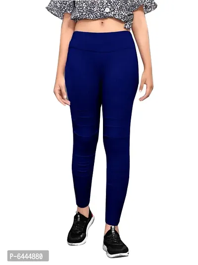 Stylish Blue Cotton Solid Pant For Women-thumb0