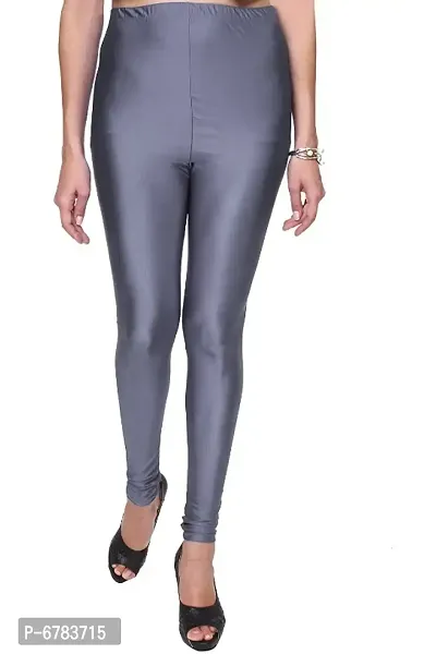 Trendy Satin Lycra Solid Leggings For Women-thumb0