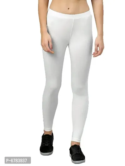 Groversons Paris Beauty White Cotton Leggings For Women - White (XL)