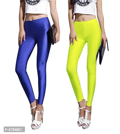 Women Solid Satin Lycra Leggings Pack of 2