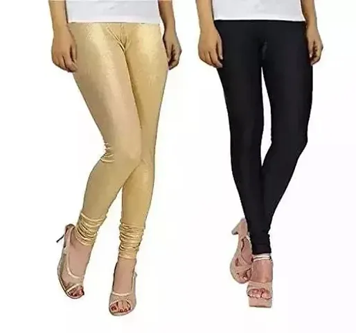 Stylish Satin Solid Leggings For Women - Pack Of 2