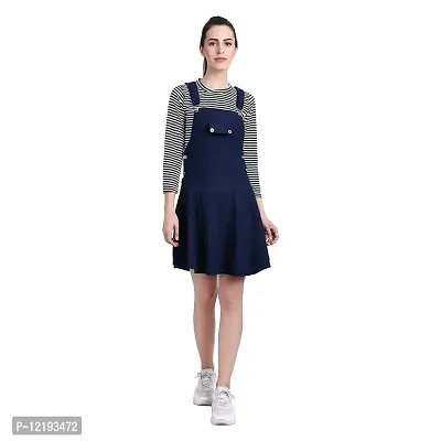 KrishnaEnterprise Women's Dungree top and Skirt Knee Length Skirt (14-15 Year, Blue)-thumb4