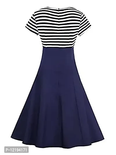 KRRISH FASHION Girl's Casual Midi Knee Length Dress (10-11 Years, Blue)-thumb2