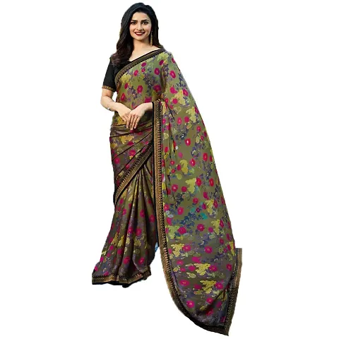 Georgette Printed Bollywood Sarees with Blouse Piece