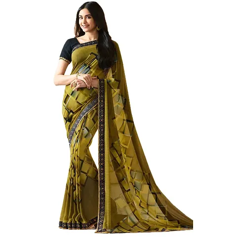 Concepta Women's Multicolor Georgette Printed Saree with Blouse Piece