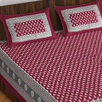 Comfortable Red Cotton Floral Print Bedsheet With 2 Pillow Covers-thumb1