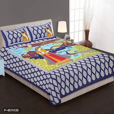 Dainty Jaipur Print Double Bedsheet With 2 Pillow Covers-thumb0