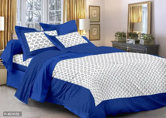 Dainty Jaipur Print Double Bedsheet With 2 Pillow Covers-thumb0