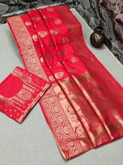 Stylish Women Banarasi Silk Saree with Blouse Piece