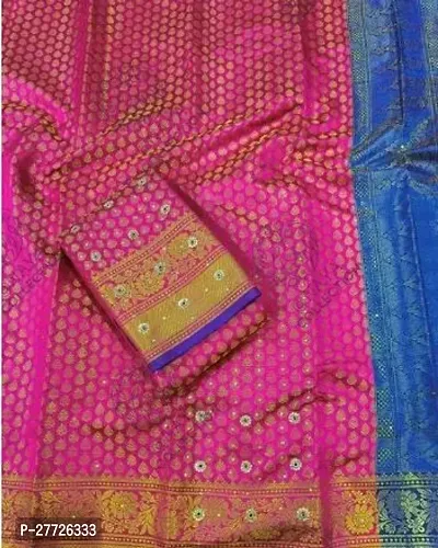 Designer Multicoloured Banarasi Silk Saree With Blouse Piece For Women