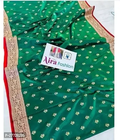 Designer Green Satin Silk Saree With Blouse Piece For Women-thumb0