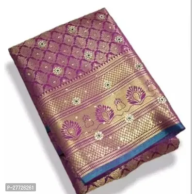 Designer Purple Banarasi Silk Saree With Blouse Piece For Women