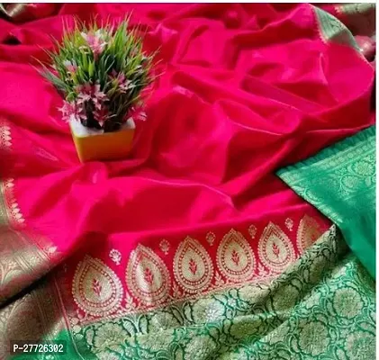 Designer Pink Satin Silk Saree With Blouse Piece For Women-thumb0