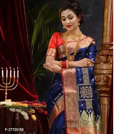 Designer Blue Satin Silk Saree With Blouse Piece For Women