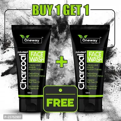 Oneway Happiness Activated Charcoal Facewash for oil control (by 1 get 1 free)-thumb0