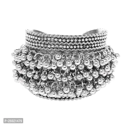 oxidised silver german silver ghungroo cuff bracelet for women girl