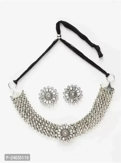 Stylish Fancy Designer Oxidised Silver Jewellery Set For Women