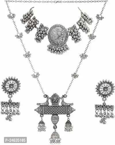 Stylish Fancy Designer Oxidised Silver Jewellery Set For Women