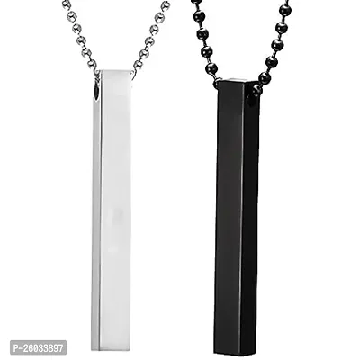 Men's Jewellery 3D Cuboid Vertical Bar/Stick Stainless Steel Locket Pendant for Boys and Men 2-thumb0