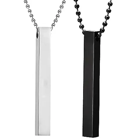 Perfect4U Stainless Steel Black Silver Locket Pendant Necklace For Boys and Men