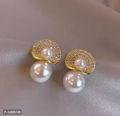 Elegant White Alloy American Diamond Studs For Women