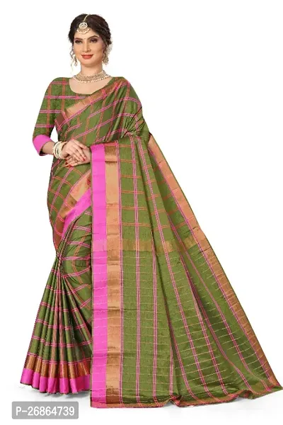Adrika Voguish Cotton Silk Saree with Blouse piece For Women-thumb0