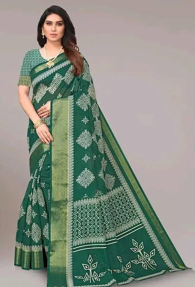 Beautiful Cotton Silk Printed Sarees With Blouse Piece