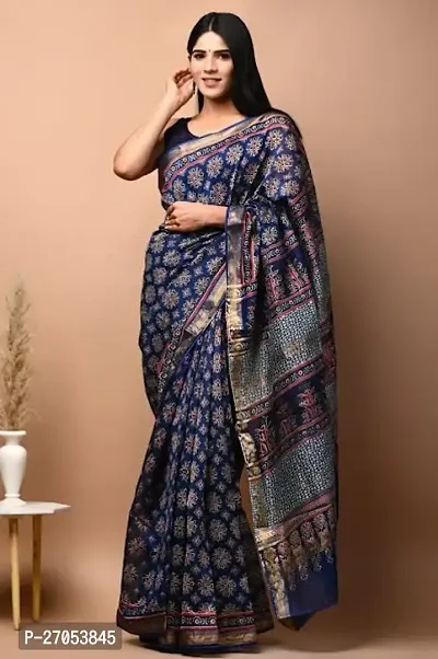 Classical  Cotton Silk Saree with Blouse piece For Women