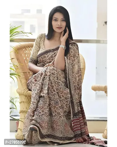 Trendy Sensational Cotton Silk Saree with Blouse piece For Women-thumb2