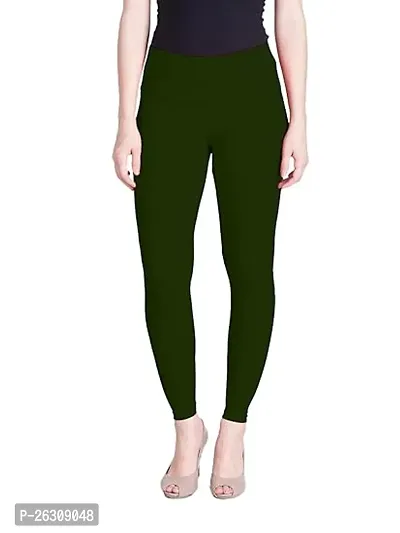 Fabulous Green Cotton Lycra Solid Leggings For Women-thumb0