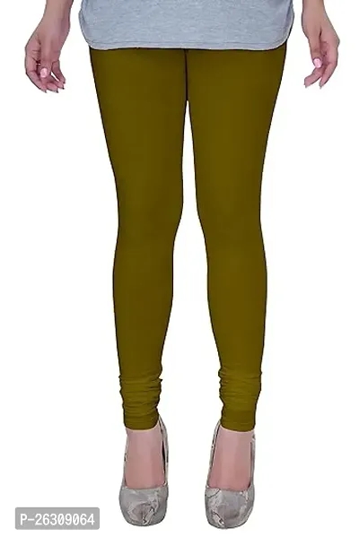 Fabulous Green Cotton Lycra Solid Leggings For Women-thumb0