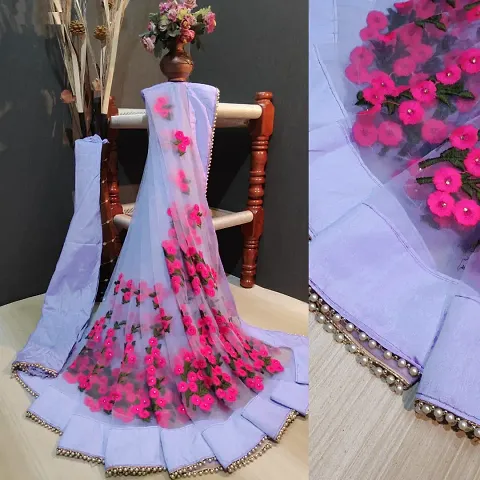 Beautiful Net Saree With Blouse Piece For Women