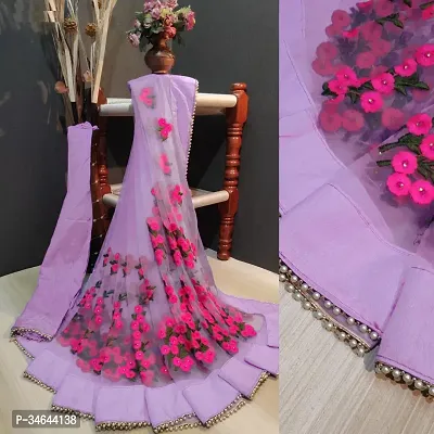 Stylish Bollywood Soft Net Embroidered saree with Un-stitched blouse