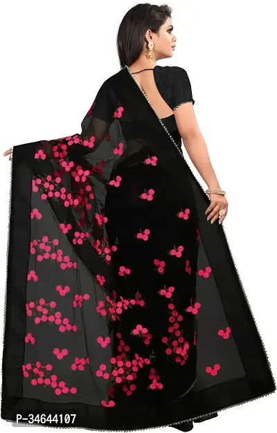 Stylish Bollywood Soft Net Embroidered saree with Un-stitched blouse-thumb2