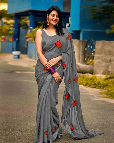 Fancy Georgette Saree with Blouse Piece for Women