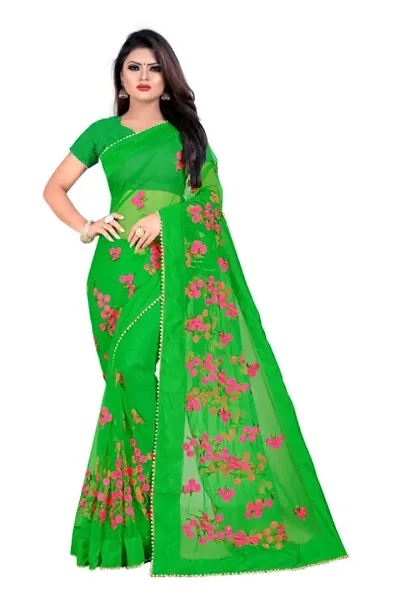 Stylish Net Saree with Blouse piece For Women