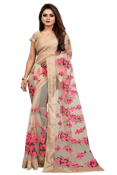 Alluring Net Saree with Blouse piece 